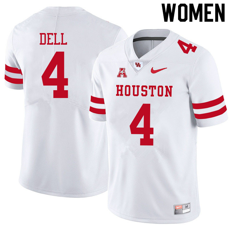 Women #4 Nathaniel Dell Houston Cougars College Football Jerseys Sale-White